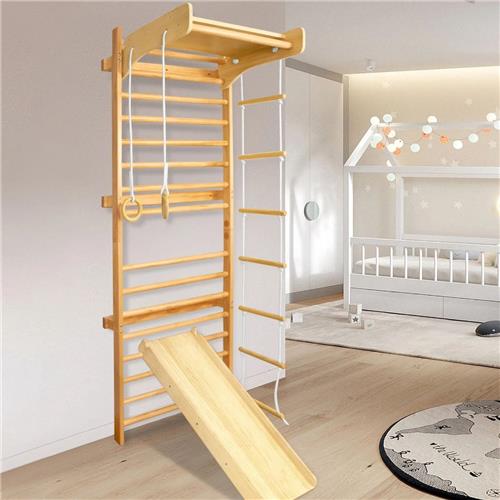 Turnrek  Klimrek  Duikelrek  Rekstok  Gymnastiekrek  Bamboe Hout  Verstelbaar  Wandmontage  Multifunctioneel Fitnessrek  Voor Thuis