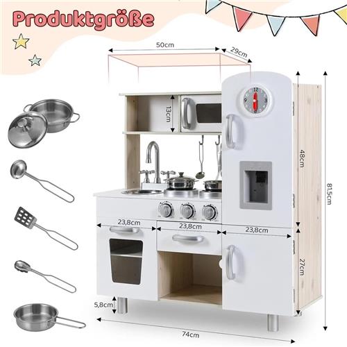 Speelkeuken Kinderen  Houten Keukentje  Pretkeuken  Kids Kitchen  Rollenspel Keuken  Met Licht- & Geluidseffecten  81x74x30 cm  Duurzaam MDF