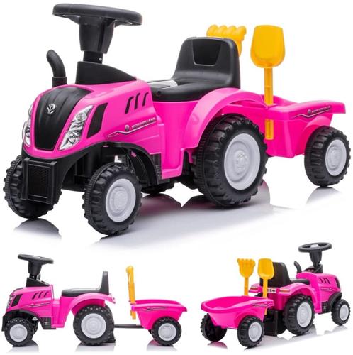 Thuys  Looptractor  Loopauto  Loop Tractor  Met Aanhangwagen En Hoorn  56 x 29 x 43cm  Roze