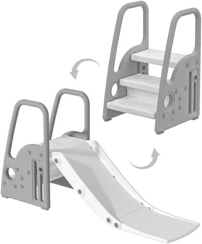 Glijbaan Peuter - Vrijstand met Trap - Buiten - Grijs met Wit