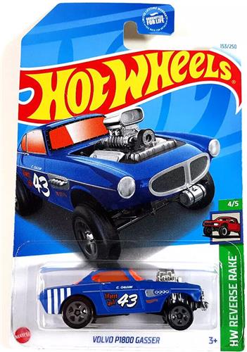 HOT WHEELS VOLVO P1800 GASSER 153/250 BLUE 1:64 HW REVERSE RAKE 4/5