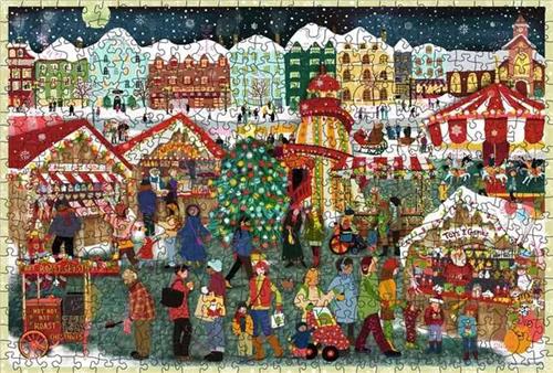 Ravensburger WOODEN Puzzle - Christmas Market - 500 Teile Holzpuzzle mit stabilen, individuellen Puzzleteilen und 40 kleinen Whimsies, für Erwachsene und Kinder ab 14 Jahren