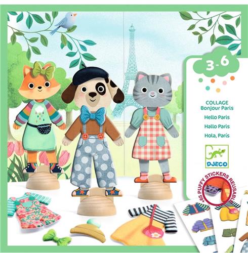 Djeco collage speelgoed Bonjour Parijs - creatief knutselpakket.