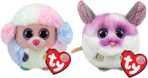 Ty - Knuffel - Teeny Puffies - Rainbow Poodle & Colby Mouse