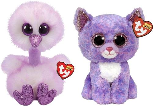 Ty - Knuffel - Beanie Buddy - Kenya Ostrich & Cassidy Cat