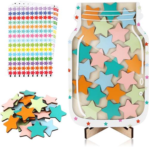 Thelau - Magnetisch beloningsglas voor kinderen | Gepersonaliseerd met sterrenstickers | Voor leraren