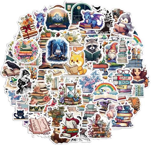 Thelau - 100 stuks boekstickers, motiverende leesstickers, waterdichte esthetische stickers, vinyl leesstickers voor boek, plakboek en meer
