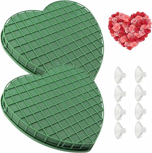 Thelau - Steekschuim hart 21 cm - 2 stuks - bloemschuim voor bloemstukken - roosterbloemschuim - zuignappen - geschikt voor feestjes, auto's en bruiloften