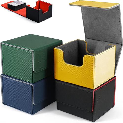 Thelau - - 4 stuks deck box voor kaartspellen, verzamelkaartenbox voor 100+ kaarten, magnetische kaartenbox - compatibel met verschillende kaartspellen - voor speelkaarten om te verzamelen en bewaren