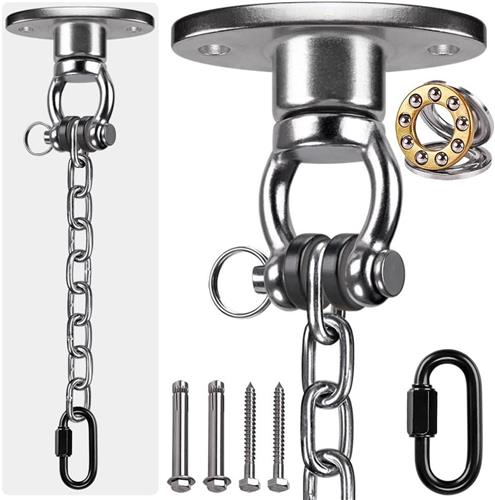 Thelau - Hangmat stoel ophangset - Heavy Duty Swing Hanger met ketting en bevestigingsmateriaal - Voor binnen en buiten - 360° rotatie - Draagvermogen 100lbs - Inclusief 2 houtschroeven en 2 uitbreidingsbouten - Voor speeltuin
