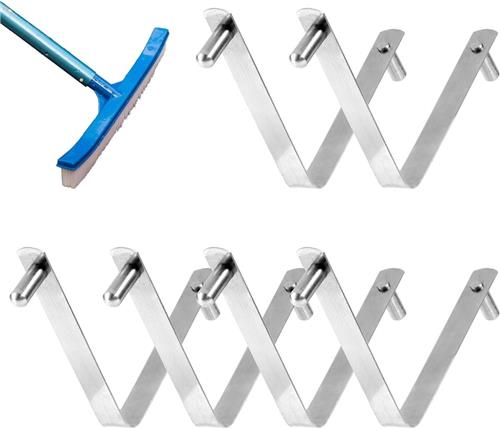 Allecto plus - Zwembad Borstel Clips 6 Stuks, V-Vormig Staal met Veerknop, Geschikt voor Spa's en Skimmernetten. Perfect voor Reiniging van Zwembaden, Stofzuigerborstels en Bladharken.