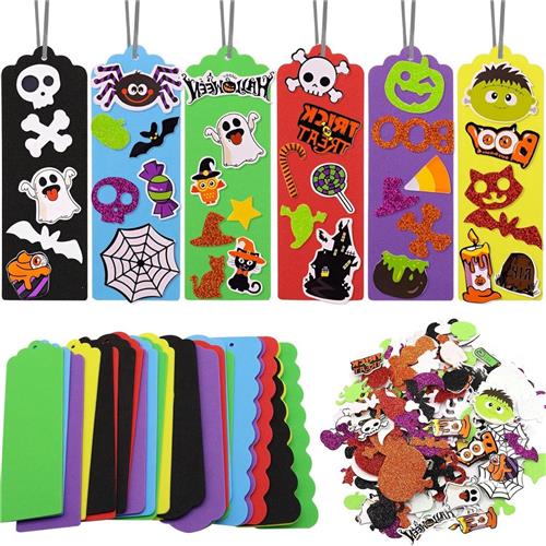 Thelau - Voor Halloween liefhebbersKnutselset met 24 boekenleggers, schuimrubberstickers en meer voor kinderen | Creatieve cadeaus voor Halloween feest | Leuke Halloween knutselset