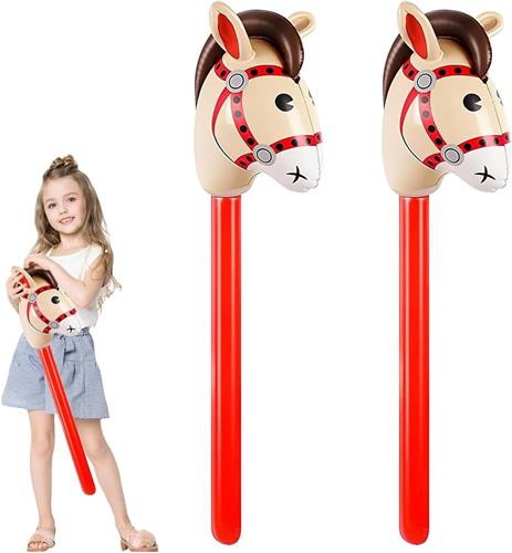 Thelau - Opblaasbare pony staaf - 2 stuks, hobby paard knutselset voor kinderen, cowboy thematische feestdecoratie