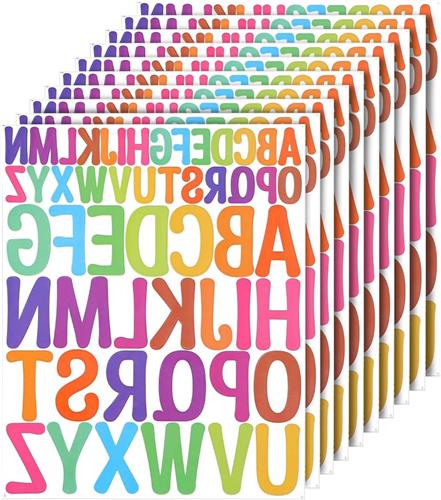 Thelau - 520 stuks Kleurrijke Vinyl Letterstickers - Zelfklevende Stickers voor Ramen en Posters