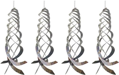 TheLau - 4 stuks Reflecterende Windmolens Vogelafweermiddel met Spiraal Plakband Mindert Tuinvogels - Decoratie voor Bloemen en Tuin