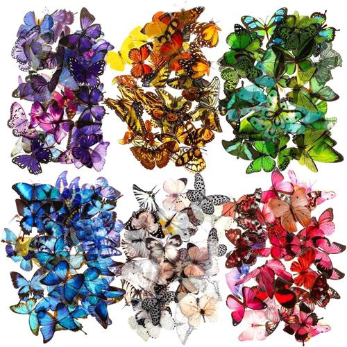 Thelau - 240 stuks kleurrijke vlinder stickers voor doe-het-zelf decoratie en meer - Waterdichte transparante kunstharsstickers voor scrapbooking, fotoalbum en handwerk - Geschikt voor laptops, bagage, muur en raam