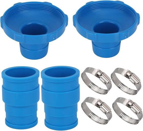 Allecto plus - Set van 8 Stuks Adapters voor Zwembadstofzuigerslangen | Blauwe Skimmerslangaansluiting | Met Klemmen | Compatibel met Accessoires voor Bovengrondse Zwembaden