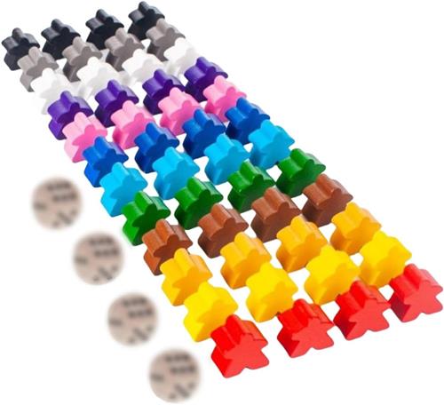 Thelau - Houten Halmakegels en Dobbelstenen Set - Bordspel Speelfiguren van Hout - Kleurrijke Houten Poppen