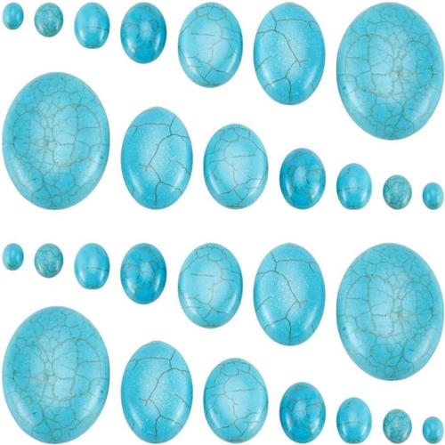 TheLau - Synthetische Turquoise Steen Cabochons Set van 84 Stuks voor Sieraden Maken