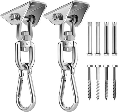Thelau - Plafondhaak, hangstoelhouder roestvrij staal, 360 graden draaibaar, voor betonhout en houten balken, zware belasting tot 450 kg, geschikt voor hangstoel, schommel, yoga, bokszak. - Schommelhaak