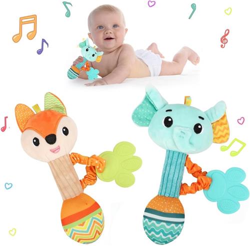 DailySupplies® Baby Speelgoed 0 Jaar - Kinderspeelgoed 6 Maanden - Oranje met Groen