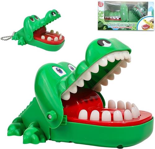 Thelau - Krokodil speelgoed 2-delig tandarts cadeau met hanger interactief actiespel voor kinderen