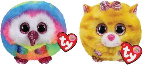 Ty - Knuffel - Teeny Puffies - Owel Owl & Tabitha Cat