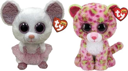 Ty - Knuffel - Beanie Buddy - Nina Mouse & Lainey Leopard