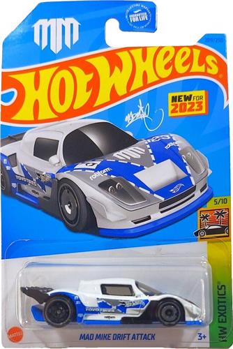 HOT WHEELS MAD MIKE DRIFT ATTACK BLUE-WHITE 209/250 EXOTICS 5/10 (1:64)