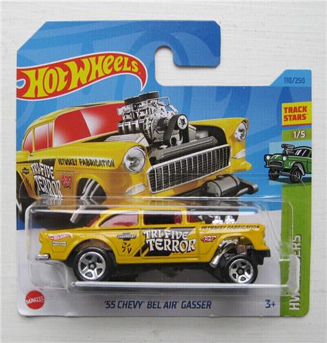 HOT WHEELS '55 CHEVY BEL AIR GASSER YELLOW 110/250 (1:64) HW GASSERS 1/5
