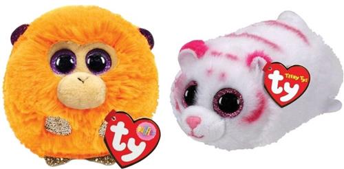 Ty - Knuffel - Teeny Puffies - Coconut Monkey & Tabor Tiger