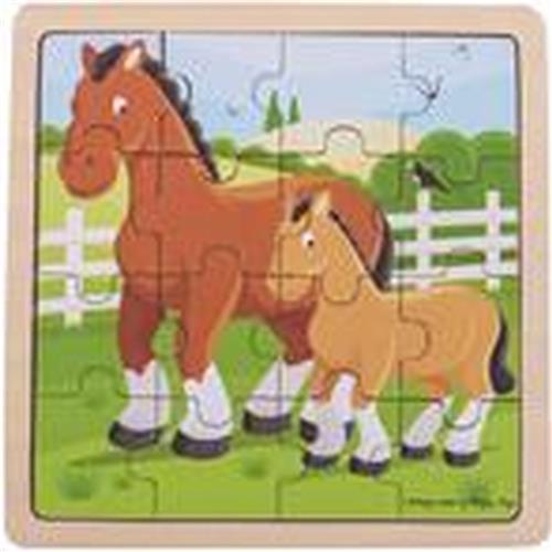 Bigjigs Toys - Houten Puzzel 'Paard en Veulen' (16st.)