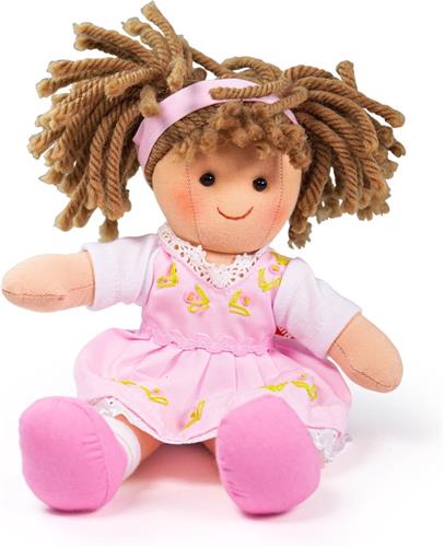 Stoffen Pop Rose - BIGJIGS - Meisjespop met Roze Jurk - 28 cm