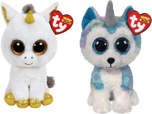 Ty - Knuffel - Beanie Boo's - Pegasus Unicorn & Helena Husky