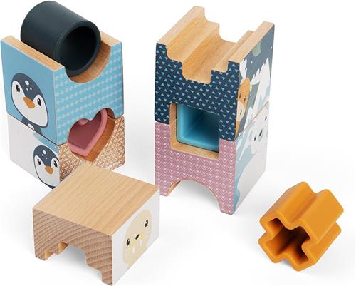 Puzzel toren - Arctica - Hout & silicone - 24x 5.5x5.5cm - 9st.