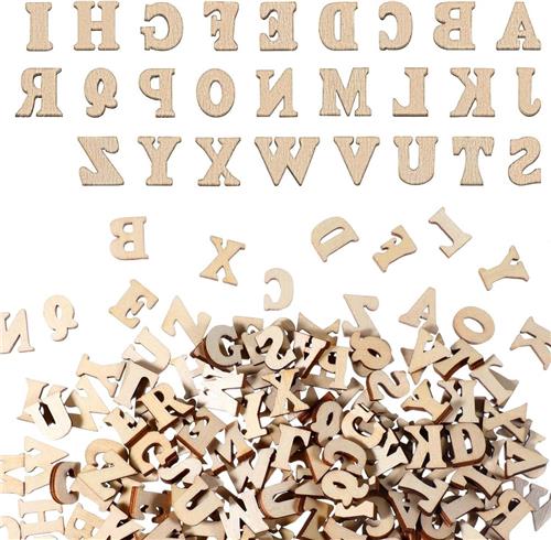 TheLau - 208 stuks mini houten letters, 15 mm alfabet decoratie spelling kits voor ambachten en kunst - educatief leren, doe-het-zelf borden.