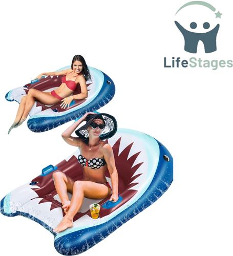 LifeStages - Floaties voor in Het Zwembad - Drijvende Ligstoel - Draagbaar Luchtbed - Zwemstoel - Opblaasbare Waterhangmatten - Buitenvlot Bed - Zomercadeau - Strandwaterspeelgoed voor Mannen en Vrouwen