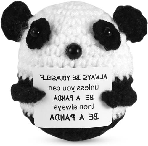 TheLau - Gebreide Panda van 65cm met Positieve Aanmoedigingskaart - Schattige Emotionele Steun - Decoratief Cadeau