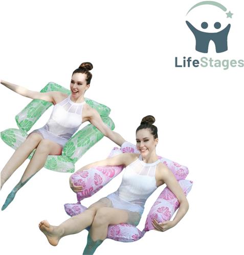 LifeStages - Floaties voor in Het Zwembad - Opblaasbare Zwemband - Stoel Lounge 4-in-1 Luchtbed - Waterhangmat voor 100kg met Bekerhouder