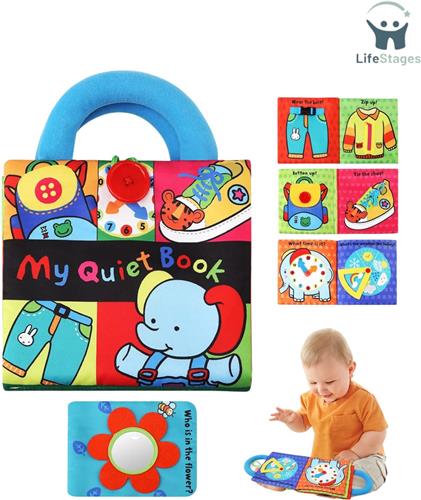 LifeStages - Montessori Activiteitenboek - Stil Boek Montessori Speelgoed voor Baby's - 0 3 6 Maanden - Speelgoedboek - Leren en Leren - Interactief Stoffen Boek - Zintuigenboek - Speelgoed - Cadeau voor Jongens en Meisjes - 1-2 3 Jaar