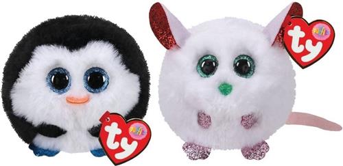 Ty - Knuffel - Teeny Puffies - Waddles Penguin & Christmas Mouse