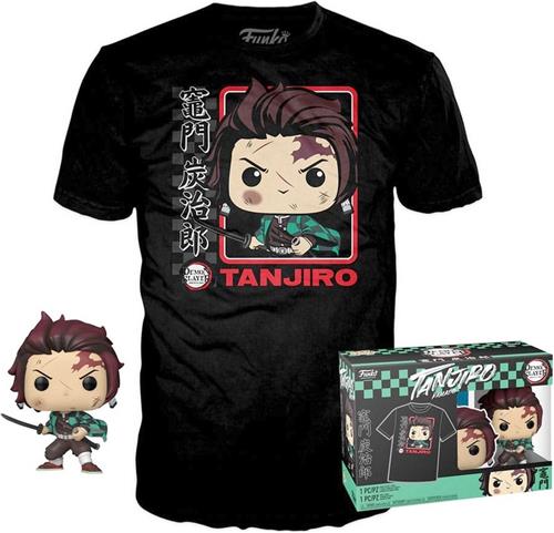 Funko Demon Slayer: Kimetsu no Yaiba - POP! & Tee Box Tanjiro Verzamelfiguur & T-shirt Set - XL - Zwart