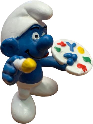 Schildersmurf met pallet - Schildert - Schleich speelfiguur - 6 cm - De Smurfen