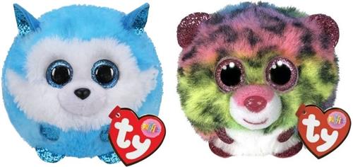 Ty - Knuffel - Teeny Puffies - Prince Husky & Dotty Leopard
