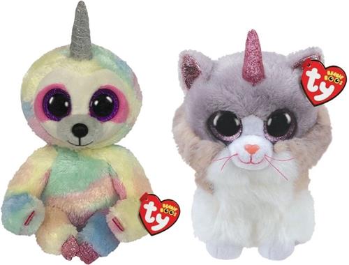 Ty - Knuffel - Beanie Buddy - Cooper Sloth & Asher Cat