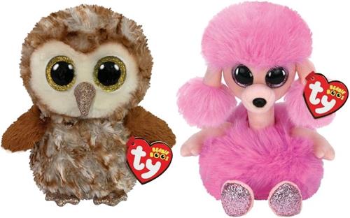 Ty - Knuffel - Beanie Boo's - Percy Owl & Camilla Poodle