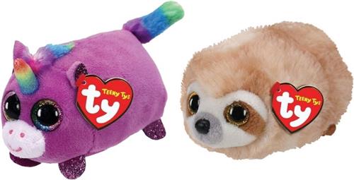 Ty - Knuffel - Teeny Ty's - Rosette Unicorn & Dangler Sloth