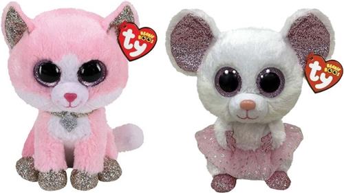 Ty - Knuffel - Beanie Buddy - Fiona Pink Cat & Nina Mouse