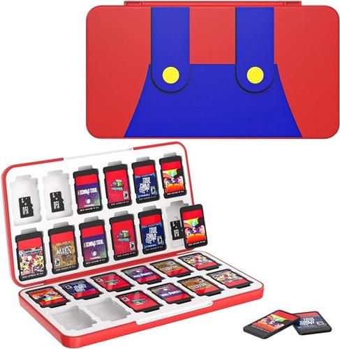 Game Card Case - Holds 24 Switch Games & SD Card - Portable Storage Box - Red