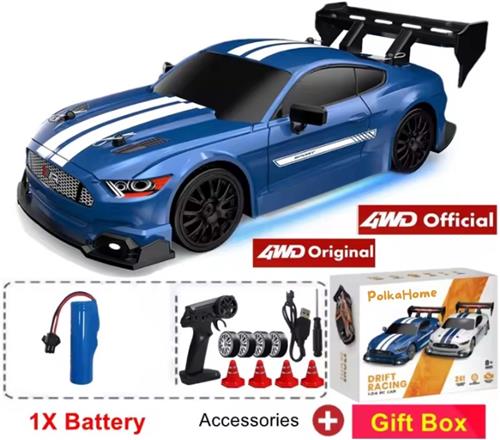 PolkaHome Zeer snelle RC drift car - RC drift auto - RC car - RC auto drift speelgoed - Drift auto afstandsbestuurbaar 20km/uur 1:24 Afstandsbediening Driftauto, 2.4Ghz 4WD Afstandsbediening Auto met Verlichting, bestuurbare auto